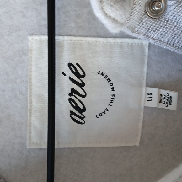 Aerie Snap Henley Sweatshirt Light Gray Women's Large - Picture 4 of 6